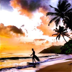 Hawaiian Islands Sunset Surfing Session PNG Xxl84 PNG