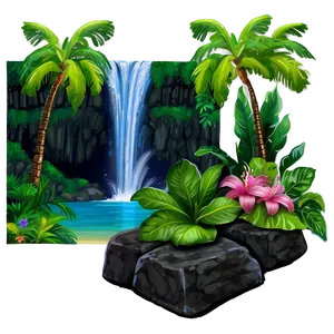 Hawaiian Islands Waterfall Oasis Png 06212024 PNG image