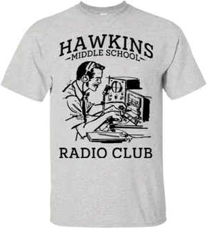 Hawkins Middle School Radio Club T Shirt PNG image