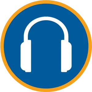 Headphones Icon Blue Circle Background PNG image