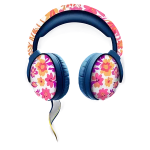 Headphones With Floral Design Png 05042024 PNG image