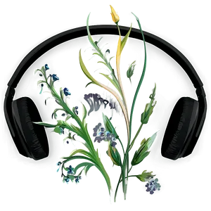 Headphones With Floral Design PNG Mpl13