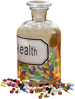 Health Potion Bottlewith Pills PNG image