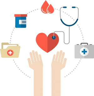 Healthcare Elements Connected Graphic PNG image