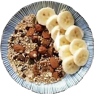 Healthy Oatmealwith Bananasand Nuts PNG image