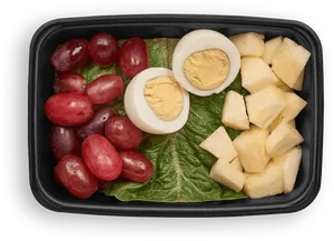 Healthy Snack Platter Boiled Egg Grapes Pineapple PNG image