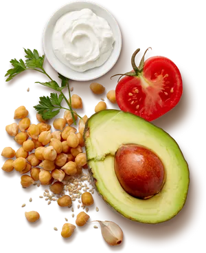 Healthy Vegetarian Ingredients PNG image