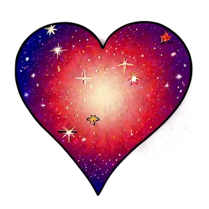 Heart And Stars Sky PNG C