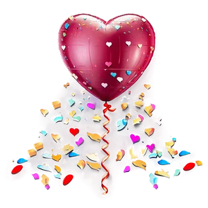 Heart Balloon With Confetti PNG Idr64 PNG