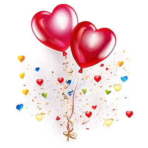 Heart Balloon With Confetti PNG Sbd