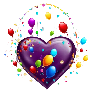 Heart Balloon With Confetti PNG Vxv32 PNG