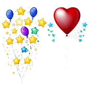 Heart Balloon With Stars PNG 5