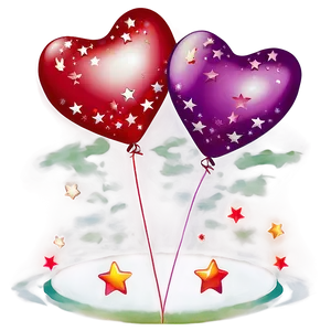 Heart Balloon With Stars PNG Agb