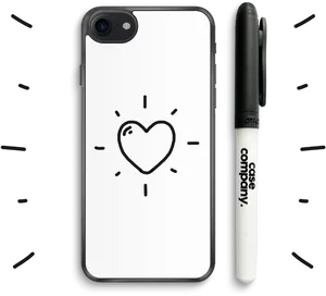 Heart Doodle Phone Caseand Marker PNG