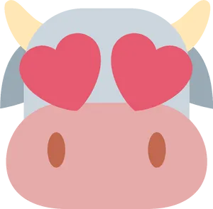 Heart Eyes Cow Emoji PNG image