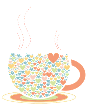 Heart Filled Coffee Cup PNG image