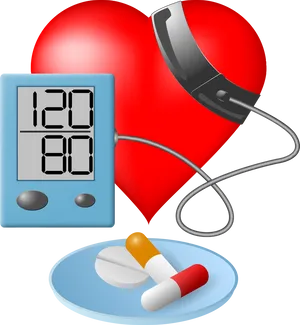 Heart Health Blood Pressure Monitorand Medication PNG image