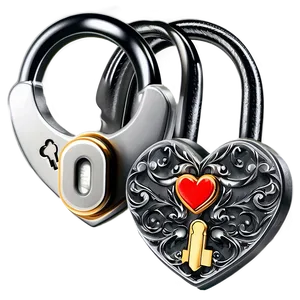 Heart Lock And Key PNG B