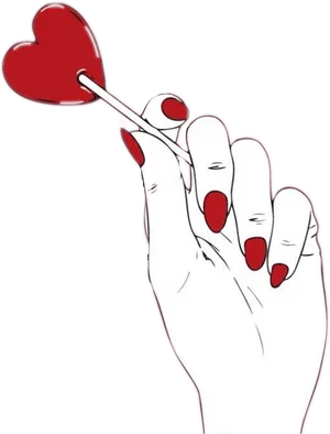 Heart Lollipop Hand Illustration PNG image