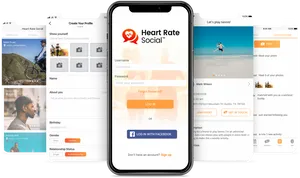 Heart Rate Social App Screenshots PNG image