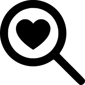 Heart Search Icon Black Love PNG image