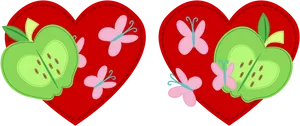 Heart Shaped_ Apple_ Butterfly_ Pattern PNG image