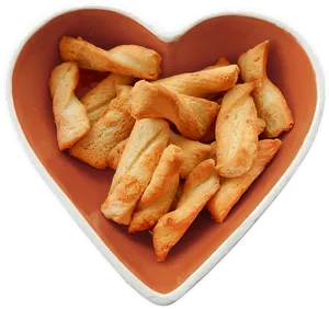 Heart Shaped Bowl Fullof Pretzels PNG