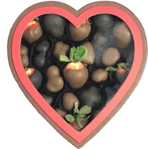 Heart Shaped Boxof Chocolate Covered Strawberries PNG image