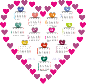 Heart Shaped Calendar2018