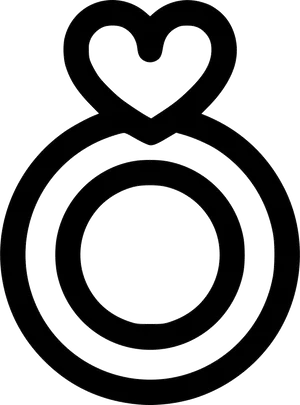 Heart Shaped Engagement Ring Outline PNG