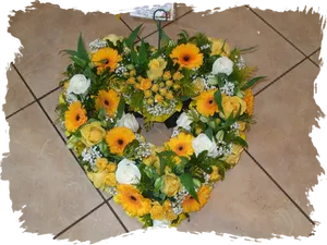 Heart Shaped Funeral Wreath PNG image