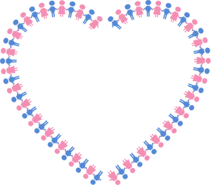 Heart Shaped People Border PNG