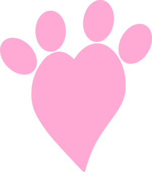 Heart Shaped Pink Paw Print PNG image