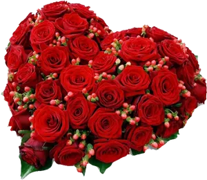 Heart Shaped Red Rose Bouquet PNG image