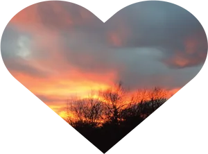 Heart Shaped Sunset Silhouette PNG image