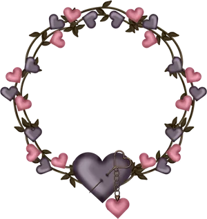 Heart Wreath Love Lock Graphic PNG image