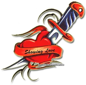 Heartand Dagger Love Tattoo PNG image