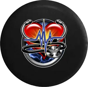 Heartbeat Stethoscope Artwork PNG image