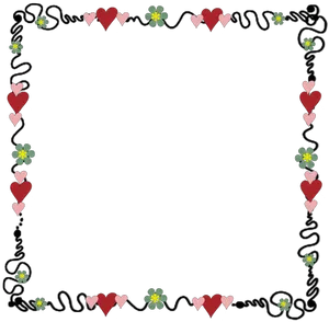 Heartsand Flowers Border Design PNG image