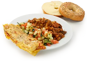 Hearty Breakfast Omelette Plate PNG