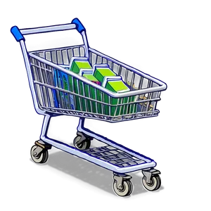 Heavy Loaded Grocery Cart PNG 06282024 PNG