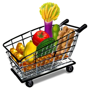 Heavy Loaded Grocery Cart PNG Iax17 PNG