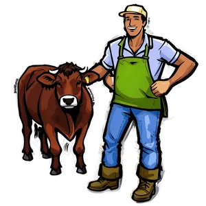 Heifer And Farmer Png 60 PNG image