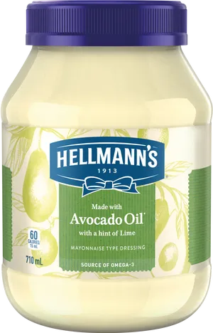 Hellmanns Avocado Oil Mayonnaise Jar PNG image