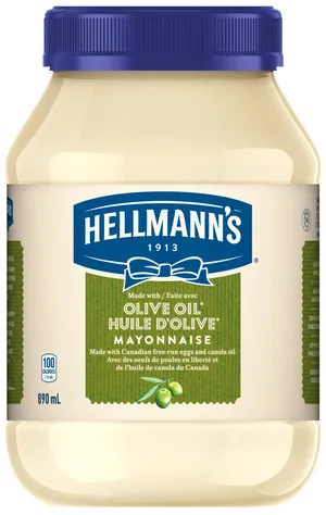 Hellmanns Olive Oil Mayonnaise Jar890ml PNG image