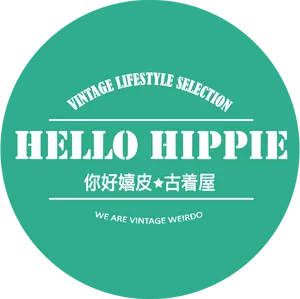 Hello Hippie Vintage Graphic PNG image