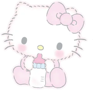 Hello Kitty Drinking Milk