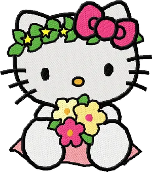 Hello Kitty Floral Embroidery