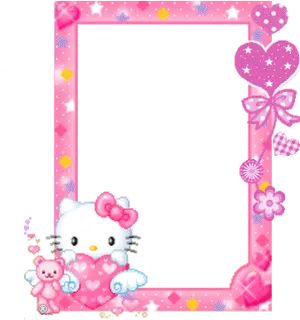 Hello Kitty Pink Heart Frame PNG image