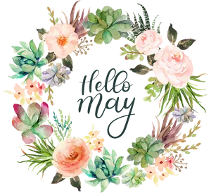 Hello_ May_ Floral_ Wreath PNG image